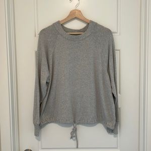 Womens Gray Soft Drawstring Hem Sweater Sz L